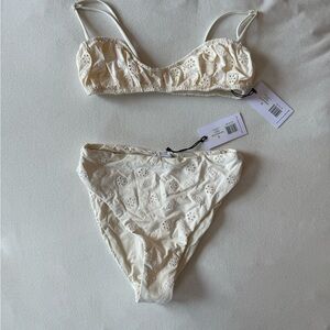 Cream Eyelet Bikini Set
